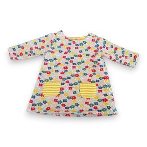 Baby Boden Floral Sweatshirt Dress with Striped Pockets 12-18 Months